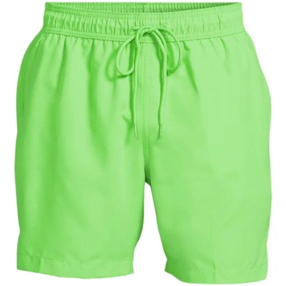 George Mens 6" Inseam Swim Trunks Shorts Bright Green Mesh Lined NWT M